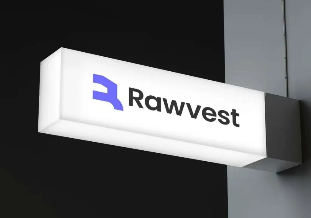 Rawvest investment brand signage.